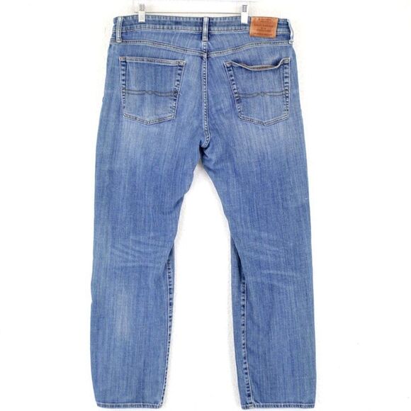 Lucky Brand 383 Straight Blue Jeans 37/32 Stone Wash Whiskering Mid Rise Tag 36 - Picture 5 of 13